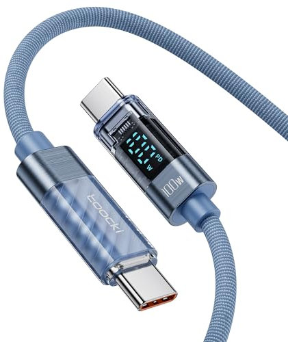 toocki Cable USB C vers USB C 100W, 1M PD Câble Charge Rapide Type C avec affichage LED Compatible avec iPhone 16 15 Pro Max Plus, MacBook, iPad, Galaxy S23 S22, Pixel