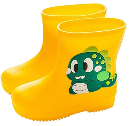 Generisch Stivaletti per bambini Classici Stivali da pioggia in gomma PVC Scarpe da acqua impermeabili Stivali da pioggia Baby Cartoon Scarpe Argento, giallo., 23 EU