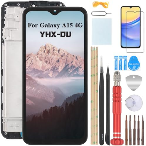 YHX-OU 6.5 Noir Kit Incell Écran LCD avec Châssis pour Samsung Galaxy A15 A155 4G SM-A155F SM-A155P SM-A155R Écran Complet Tactile LCD Display de Rechange avec Film de Protection D'écran et Outils