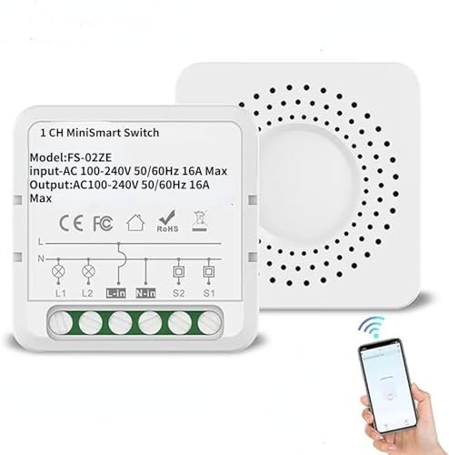 Interruttore per relè intelligente a 1 via, 16 A, WiFi, con statistiche sull'elettricità, modulo relè di commutazione wireless, compatibile con Apple Homekit, Alexa e Google Home (X-WF-200A-W1-DE)