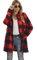 LIAMERHE Femme Manteaux Polaire Moda Veste a Carreaux Femme Pull Cardigan Coupe Normale Mi-Longue Sweat en Polaire Hiver Chaud Décontractée Doux Ample Veste Rouge M