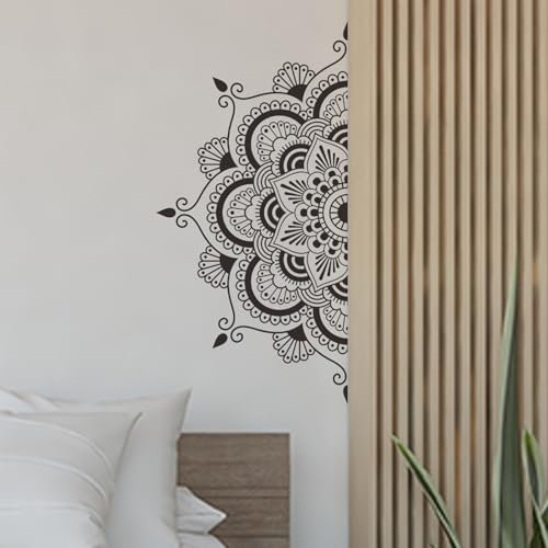 astylishome Wandsticker Mandala Lotus Wandtattoo Boho Blume Wandaufkleber Bohemien Abnehmbar Yoga Meditation Kunst Wandbild zum Leben Zimmer Schlafzimmer 1015