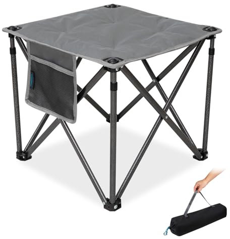 FUNDANGO Campinghocker faltbar 180KG, 46cm Klapphocker faltbar, gartenhocker mit Tragetasche, falthocker fußhocker hocker Outdoor für Camping Wandern Angeln, Angelhocker, Grau