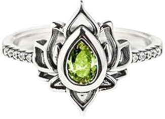 EEJBYTDI Fuck It And Begin Again Lotusring, Lotusblume, hochglanzpoliert, anlaufbeständig, mit Zirkon eingelegt, inspirierende Ringe (cyan,6)