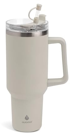 Manna Atlas Stainless Steel Tumbler with Silicone Straw Protector - 40 Oz - Smoked Oyster