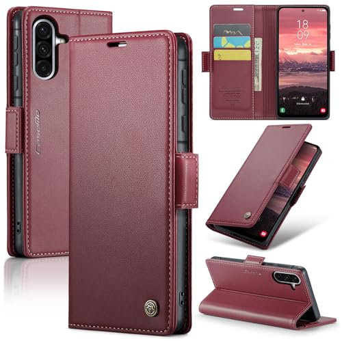 Rerzoiro Coque pour Samsung Galaxy A56 5G, Étui Housse en RFID Protection Premium PU Cuir Portefeuille Rabat Case Magnétique Stand Antichoc, Étui Case pour Samsung Galaxy A56, Rouge
