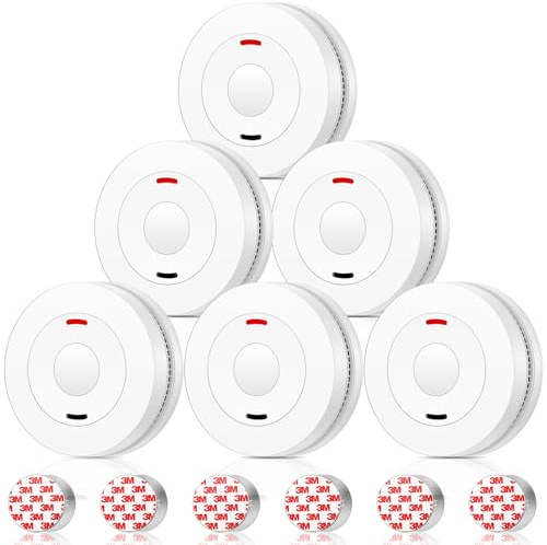 YEEFON Rilevatore di Fumo, Batteria da 10 Anni, Sensore Ottico, Sirena da 85dB, Supporto Adesivo Magnetico, Rilevatore di Incendio per La Casa, con Pulsante di Test, Certificato e EN 14604, 6 Pezzi