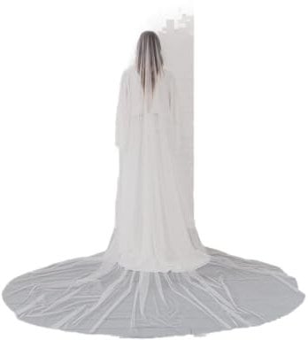 Brautschleier, lang, schlicht, Hochzeitsschleier, 1-lagig, weicher Schleier, Kathedrale, 5 Meter, Brautkleider, Accessoires, v30, Hochzeit (Farbe: Off-White, Größe: 300 cm) (Off-White)