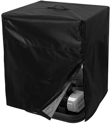 Poolpumpe Abdeckung 55x50x25cm Oxford-Stoff wasserdichte Sandkontrolle mit Reißverschluss Kontraktionsband Handhaben Verhindert Alterung Rostbildung Wasserpumpe