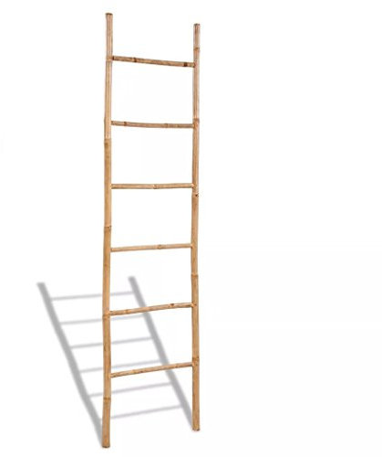 Bamboo Towel Ladder Rack - 6 Rungs Towel Holder, Decorative Bathroom Towel Stand, Bath Towel, 50 x 190 cm, Stylish Bathroom Furniture, Clothes Hanger