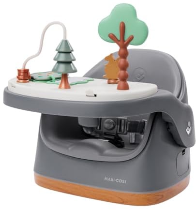 Maxi-Cosi Jay Plus 3-in-1 Baby Booster Seat Dining Chair, 6 Months - 3 Years, Toddler Booster Seat for Dining Chair, Adjustable Toy-Packed Activity Tray, Easy to Clean, Compact, Elegance Graphite