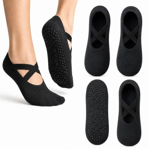 Unikeen 2 Paar Pilates Socken Rutschfeste, Antirutsch Yoga Socken Pilates Reformer Sportsocken Tanzsocken Stoppersocken 36-40 für Pilate Gymnastik Ballett Barre Yoga Tanzen Fitness Reha Trampolin