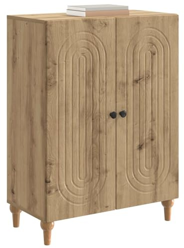 vidaXL Sideboard Artisan-Eiche 66 x 34,5 x 90 cm Holzwerkstoff, Wohnzimmer Aufbewahrung, Rechteckige Anrichte, Moderner Stil, Großer Schrank mit Regalen, Minimalistische Streifenmuster