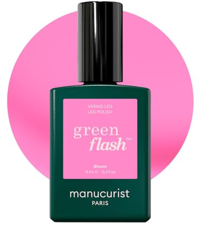 Manucurist Green Flash Bloom Neon Pink LED Gel Nail Polish | LED gel polish and semi-permanent nail varnish, UV nail lamp compatible. 12-free, bio-sourced, vegan, Made in France, 15 ml