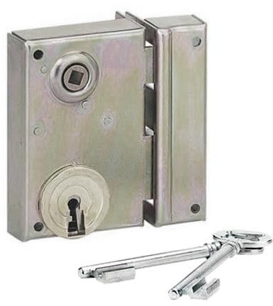 Serrure en applique Bricard à Fouillot Verticale Ouverture par clé ouvrant Droite Axe 40 mm