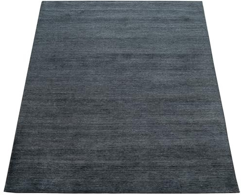 Paco Home Teppich Handgefertigt Hochwertig Baumwolle Viskose Elegant Meliert In Anthrazit, Grösse:80x150 cm