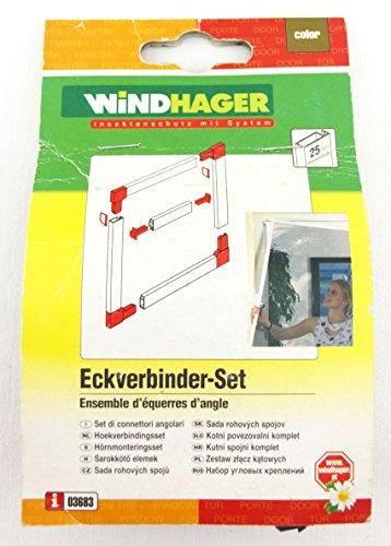 Windhager 03683 - Insektenschutz - Eckverbinder Set - für Alu Steckrahmen-System - 25 mm - braun