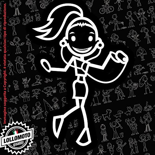 Lollomoto Ragazza Che Ascolta Musica Stickman© 2.0 Bianchi e Neri Adesivi Famiglia Vetro Auto Stickers Family Stickers Family Decal