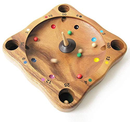 Verrücktes Roulette – Lernbrettspiel mit Kreisel ab 5 Jahren aus massivem Holz. Entspricht den CE-Normen. Französische Marke Le Délirant® – Ideal zum Kopfrechnen – Die Giroulette, das Virolon