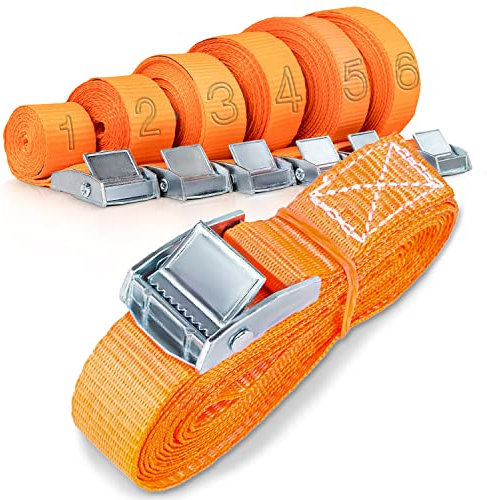 Safetytex Klemmschloss mit Schnellverschluss - Spanngurt 1 m bis 6 m - Zurrgurt mit Schnellverschluss - Verschiedene Längen und wählbare Stückzahl (4 Stück 2.5 cm x 4 m)