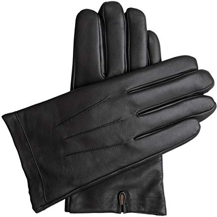 Downholme Klassische Lederhandschuhe mit Innenfutter aus Kaschmir für Herren (Schwarz, XXL)