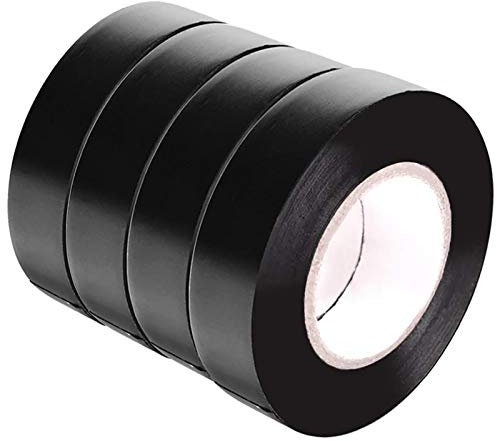 YTBUBOR Paquete de 4 cintas aislantes de 19 mm x 15 m de PVC negro cinta adhesiva adhesiva