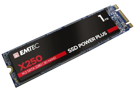 EMTEC - Disque Dur SSD Interne M.2 2280 SATA - Collection X250 Power Plus - 3D NAND - 1To - 10x Plus Rapide qu’un Disque Dur Classique - Ultra-Performant