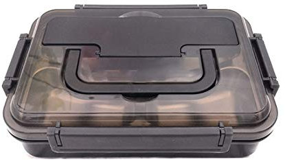 KUANDARMX Acero Inoxidable Fiambrera Compartimentos, Fiambrera Infantil, Caja De Bento con Compartimentos Y Cubiertos, Fiambreras Caja De Alimentos Ideal para Almuerzo Y Bocadillos, Black
