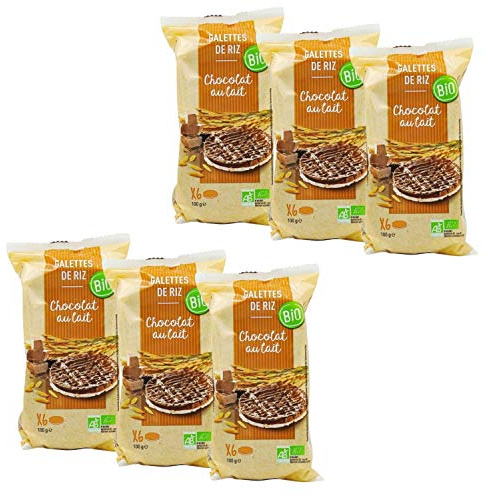 Lot 6x Galettes de riz chocolat au lait BIO - paquet 100g