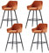 AINPECCA Set of 4 Velvet Barstools Fabric Upholstered seat with Backrest & Armrest Black Metal Legs Kitchen Breakfast Counter Chairs (Orange velvet, 4 pcs)