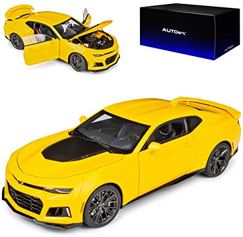 AUTOart Chevrolet Camaro Coupe ZL1 Gelb 6. Generation Ab 2015 Version Ab 2017 71205 1/18 Modell Auto mit individiuellem Wunschkennzeichen