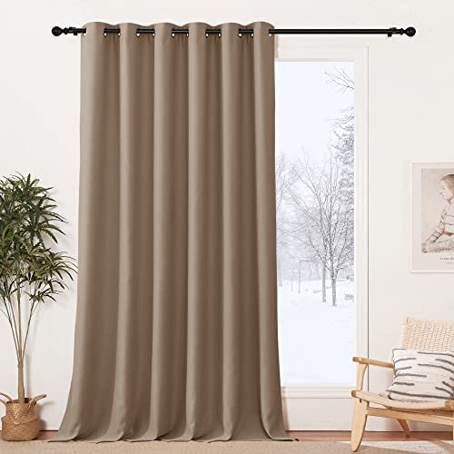 PONY DANCE Gardinen Blickdicht Kinderzimmer 1 Stück H 245 x B 200 cm Ösenvorhang Thermo Vorhänge gegen Hitze Schlafzimmer Verdunklungsvorhänge, Cappuccino