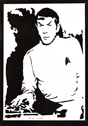 moreno-mata Echtes Handgemachtes Graffiti Spock TV Serien Aesthetic Poster & Kunstdrucke Star Trek Plakat Leonard Nimoy Handmade Deko Wandbild Wanddeko Geschenke für Männer und Frauen