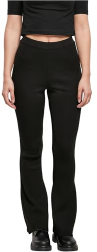 Urban Classics Damen Ladies Rib Knit Bootcut Leggings, Black, L