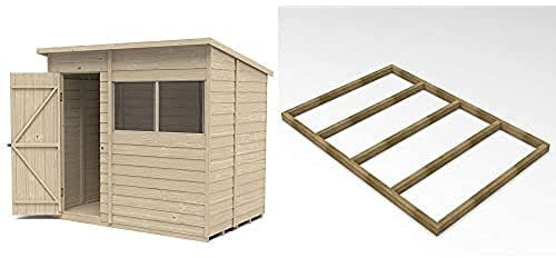Forest Garden Overlap Pressure Treated 7 x 5 Pent Shed With 7 x 5 Shed Base
