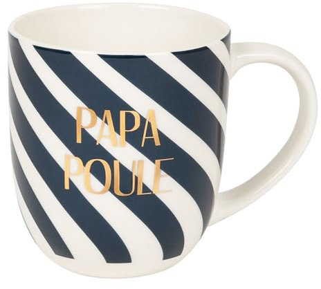 DRAEGER PARIS - Mug en Céramique - Bleu - Papa Poule - Idée cadeau Ami, Famille, Fête Des Pères, Papa, Anniversaire - Humour, Fun - 320 ml - Avec Boîte Cadeau