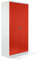 Schrank & Stuhl Aktenschrank Büroschrank Stahlschrank Flügeltürschrank mit 4 höhenverstellbaren Fachböden, 195­x92x42 cm, Grau/Rot