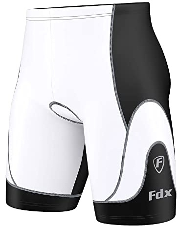 FDX Men's Cycling Shorts 3D Padded Lightweight MTB Undershorts - Breathable, Quick Dry, Anti Slip Cycle Underwear for Biking (White/Black, XX-Large)