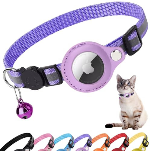 Croc-Cat airtag Katzenhalsband, Zubehör Kompatibel mit Apple Airtag, Halsband mit Sicherheitsschnalle Anti Strangulation für Kätzchen und kleine Hunde, GPS airtag Nicht inbegriffen!