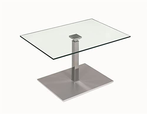 58 aufm Kessel Funktionstisch höhenverstellbar Carly 90 x 60 x 47-65 Couchtisch Glas/Perlsilber/Edelstahl 16096
