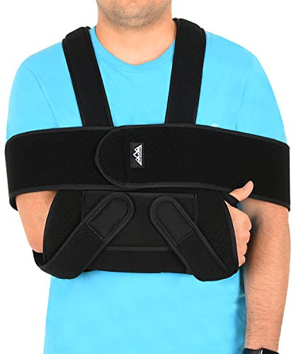 supregear Soportes de Brazos, Soporte Médico Ajustable para el Manguito de los Rotadores Cabestrillo Inmovilizador Soporte Transpirable para el Hombro de día y de Noche, Tamaño Grande, Negro