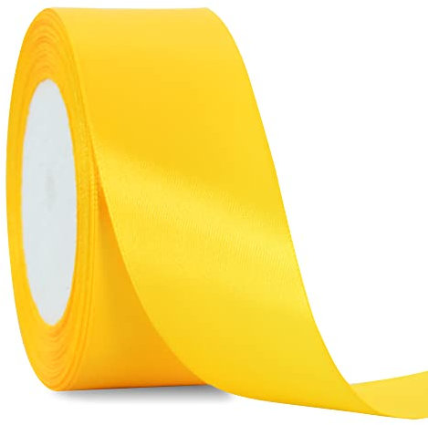 TONIFUL Ruban de satin jaune doré de 4 cmx22 m de large pour décoration de voiture de mariage, décoration de chaise, travaux manuels, emballage cadeau, coupe, couture florale, décoration de fête