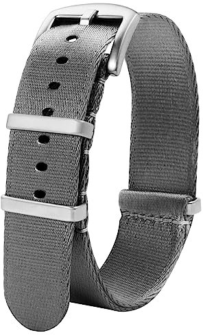 TStrap Nato Uhrenarmband 18mm Nylon - Grau Armband Uhren für Herren Damen Ersatz - Weich Schnellwechsel Uhrband Ersatzarmband Uhr - 18mm 20mm 22mm 24mm
