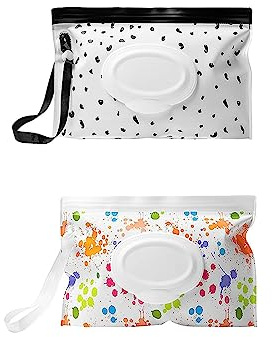 YiXuTag Feuchttücher Tasche für Babys, Feuchttücher Tasche für Unterwegs,Wiederverwendbar Wet Wipe Tasche,Baby Feuchttuchspender,feuchttücherbeutel für babys Tragbar,Feuchttücher-Beutel für Babys（2pcs