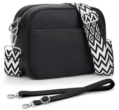 KALIDI Damen Umhängetasche, stylisch Veganem Leder Breiter Gurt Crossbody Schultertasch mit 2 abnehmbarem Schultergurt für tägliches Arbeiten, Einkaufen, Verabredungen, Reisen