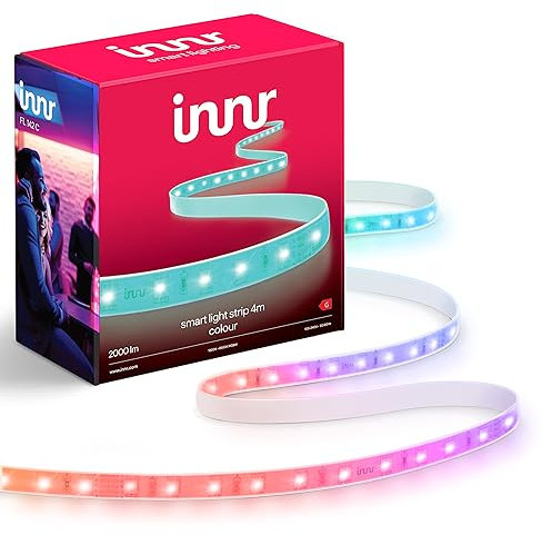 Innr Zigbee LED Strip Light 4m, Works with Hue* and Alexa (Hub Required), Self-Adhesive, RGB Colour Lights, Warm White to Cool White (1800K-6500K), Indoor Smart Light Strip, 2000 lm