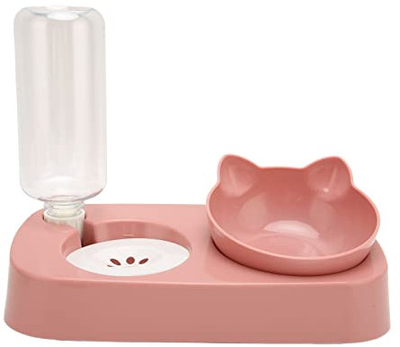 Juego de Cuencos de Agua Y Comida, Cuencos Elevados para Perros Y Gatos con Botella de Agua Automática, Dispensador de Comida para Gatos Desmontable 2 en 1 con Cuenco de Comida Húmeda Y Seca(rosa)