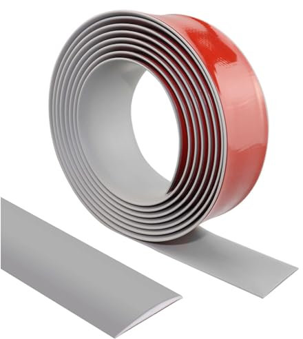 PVC Floor Transition Strip, Peel and Stick Floor Transition Strip, Flat transition strip, Door Carpet Edge Strip Floor Edging Trim Strip Vinyl Transition Profile Laminate (Grey, 3m*4cm)