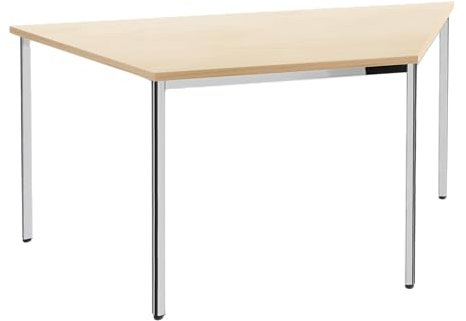 SCHÄFER SHOP Konferenztisch, bis 6 Personen, Trapez, 4-Fuß Quadratrohr, B 1600 x T 800 x H 720 mm, Ahorn/chromsilber
