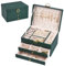Terafeels Jewellery Organiser with Drawers and Layers Leather Jewellery Storage Box with Lock Jewellery Storage Case for Necklaces Earrings Bracelets and Rings, Green